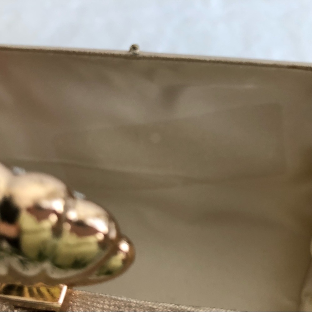 Nina Shell embellished Mina Gold Clutch Crossbody Bag - Picture 9 of 9